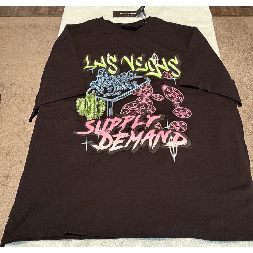 Supply & Demand Mens Las Vegas Graphic T Shirt 2XL Black Casino Streetwear NWT